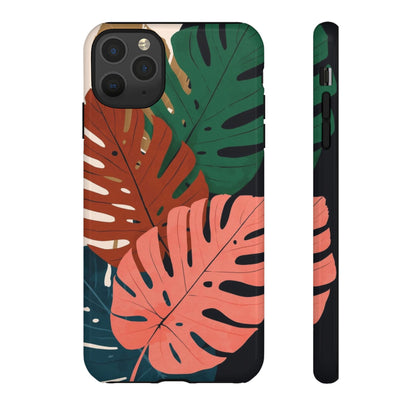 Tropical Monstera Phone Case — Colorful Leaf Protective Tough Case