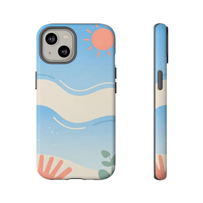 Beach Waves Tough Phone Case — Summer Sun & Seashell Protective Cover