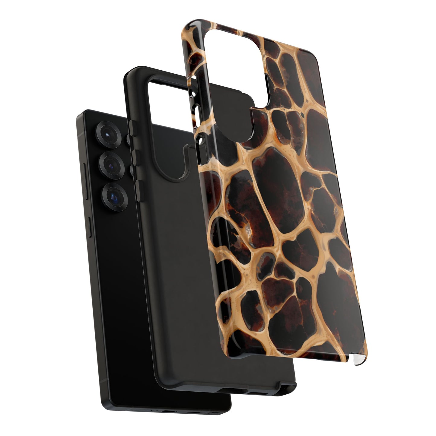 Phone Case — Brown Leather Dot Texture Rugged Protective Cover