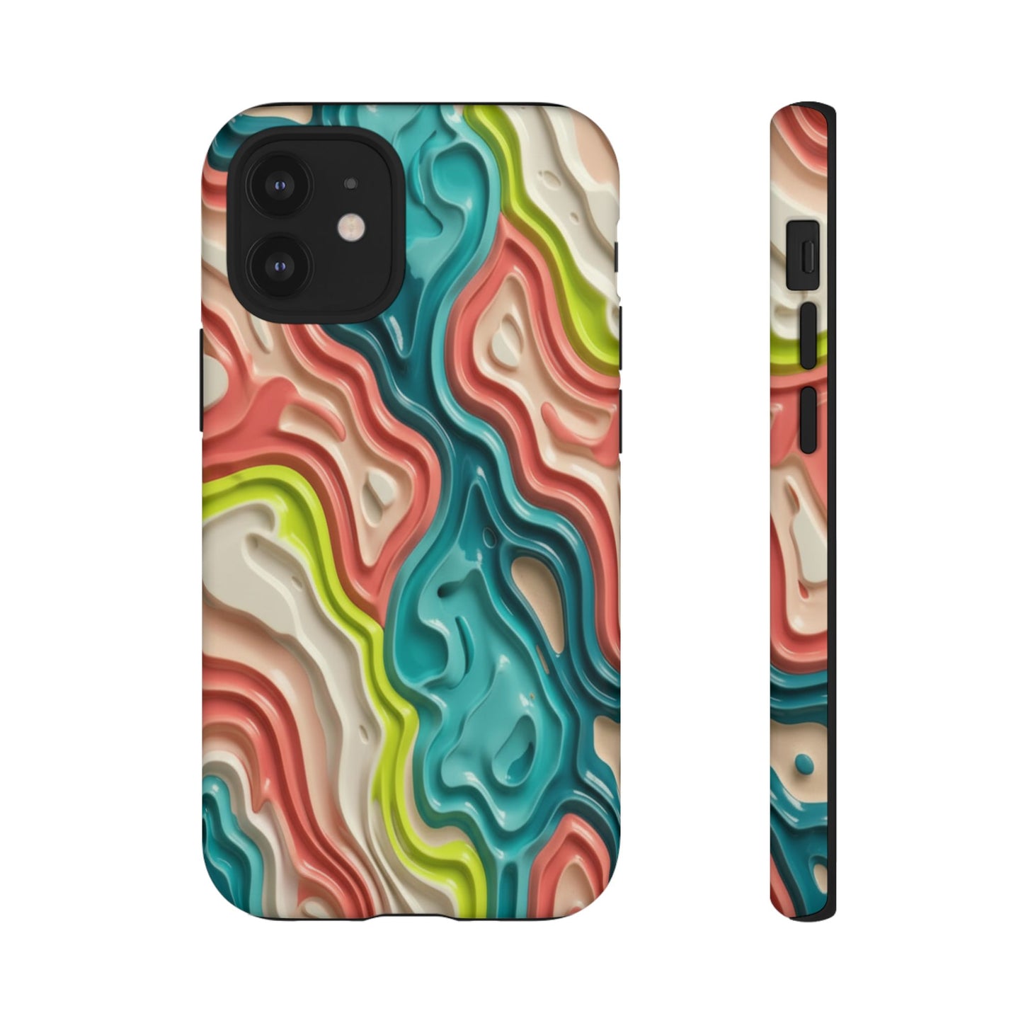 Abstract Contour Phone Case — Colorful Topographic Pattern Tough Case