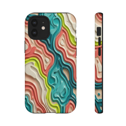 Abstract Contour Phone Case — Colorful Topographic Pattern Tough Case