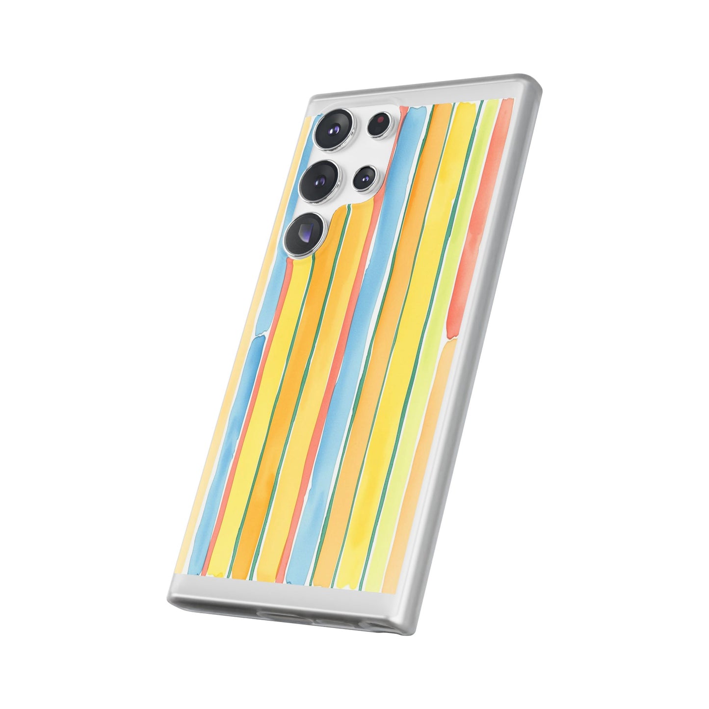Watercolor Stripe Phone Case — Bright Pastel Vertical Stripes Protective Flexi Case