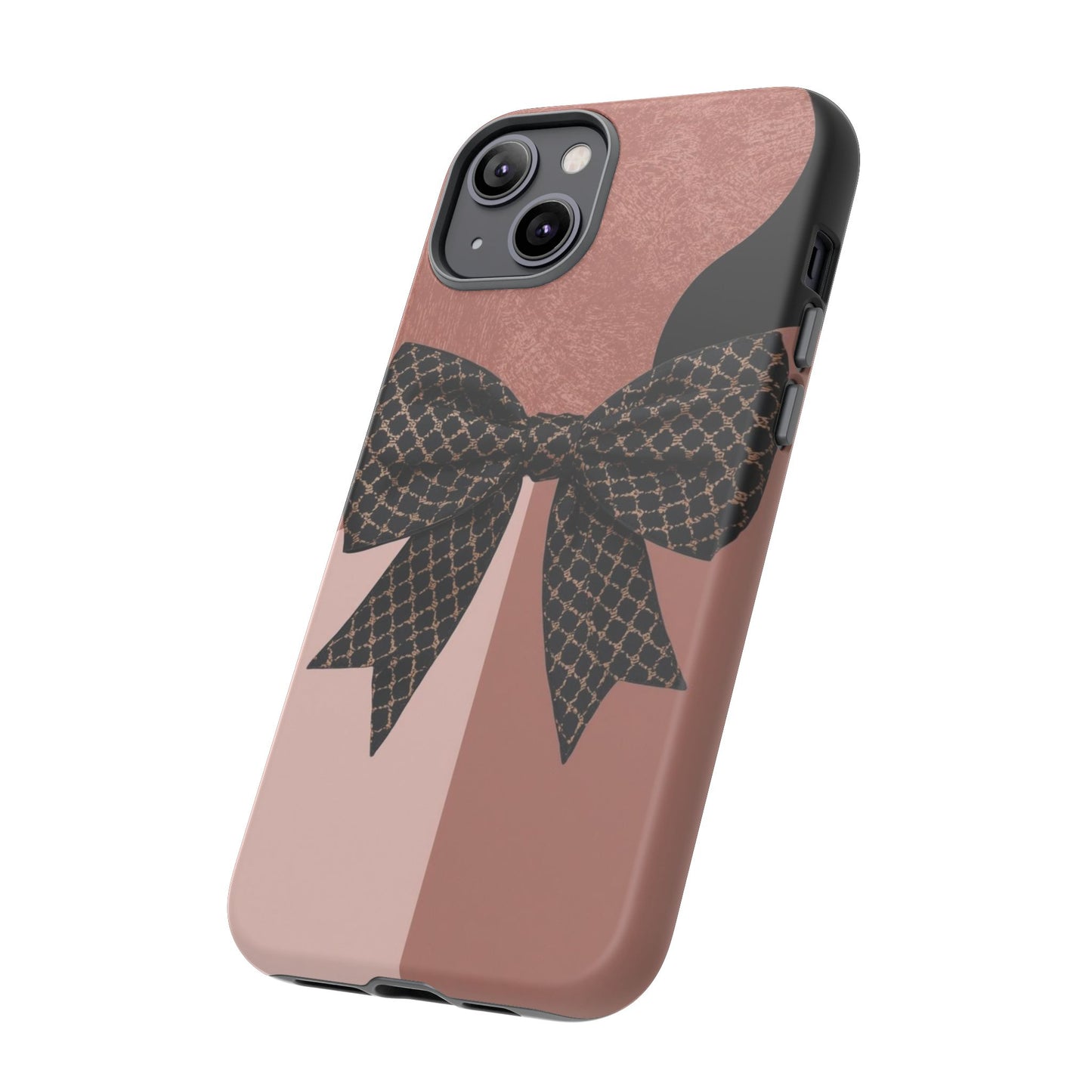 Bow Stripe Tough Phone Case – Pink Mauve Protective Cover