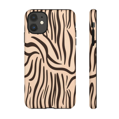 Zebra Stripe Tough Phone Case – Neutral Animal Print Protective Cover