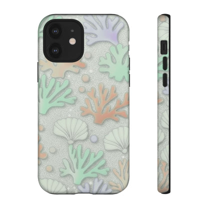 Pastel Coral Reef Tough Phone Case – Sea Shell & Coral Pattern Durable Protector