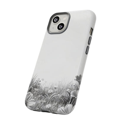 Butterfly Floral Tough Phone Case – Monochrome Garden Protection