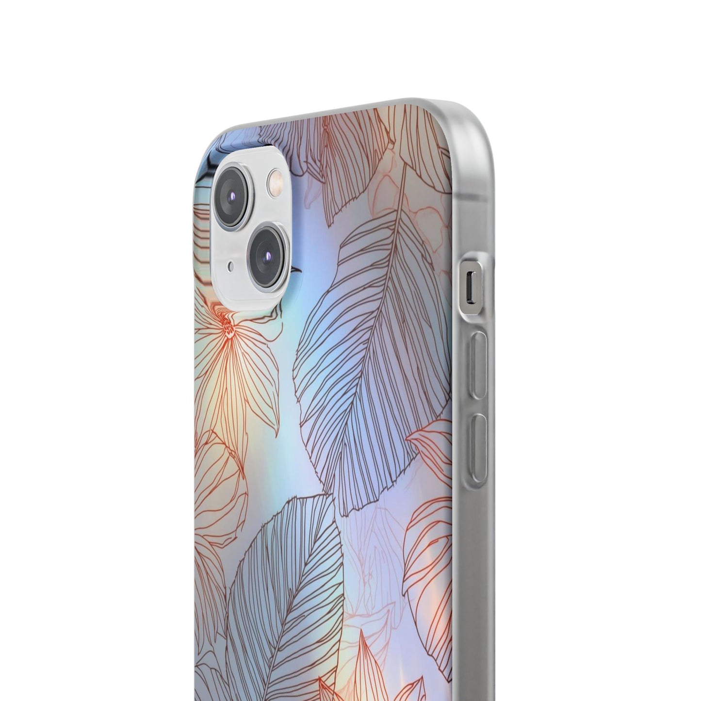 Floral Holographic Phone Case — Iridescent Leaves & Flowers Flexi Case