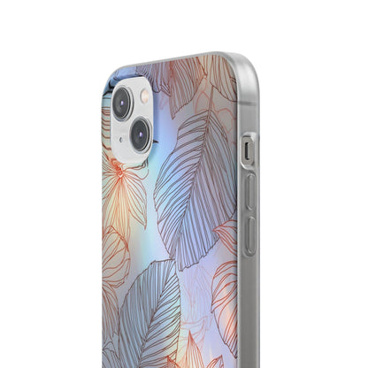 Floral Holographic Phone Case — Iridescent Leaves & Flowers Flexi Case
