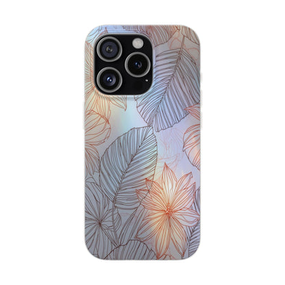 Floral Holographic Phone Case — Iridescent Leaves & Flowers Flexi Case