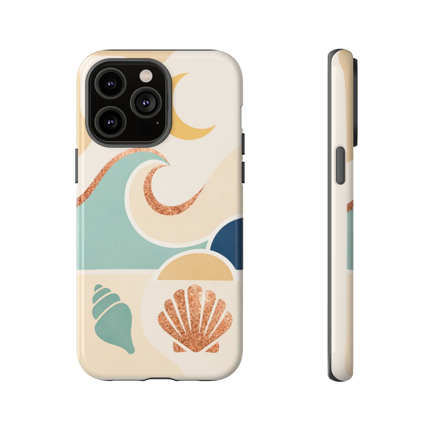 Sea Breeze Tough Phone Case — Retro Waves & Shells Design