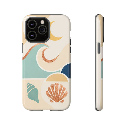 Sea Breeze Tough Phone Case — Retro Waves & Shells Design