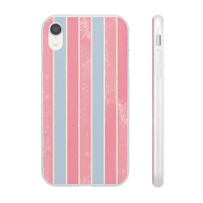 Striped Pink & Blue Phone Case — Retro Pastel Flexi Case