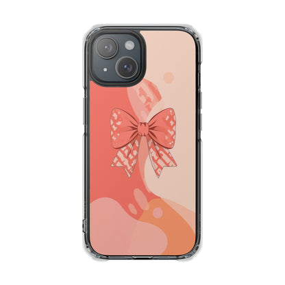 Clear Magnetic Phone Case — Pink Bow Design