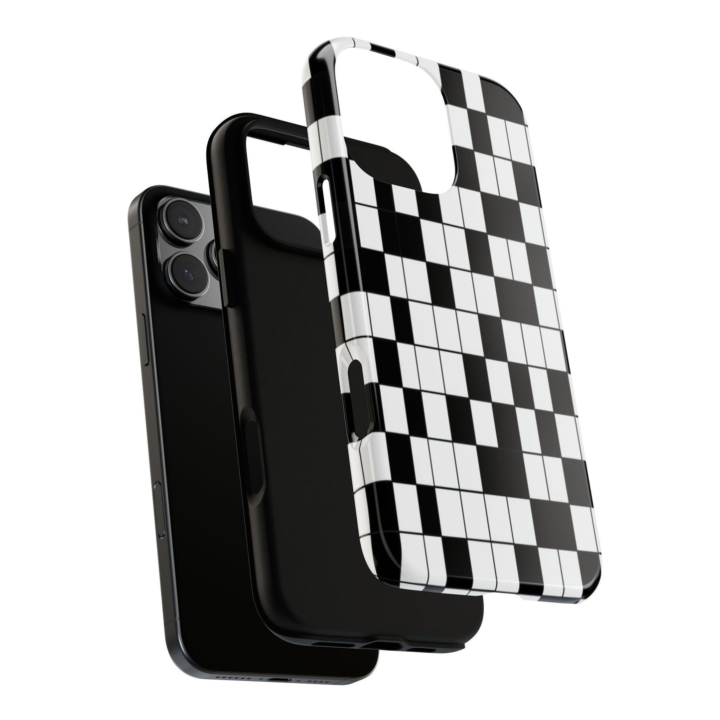 Crossword Grid Phone Case — Black & White Puzzle Pattern Tough Phone Cover