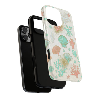 Seashell Coral Phone Case — Pastel Beach Shells Protective Tough Case