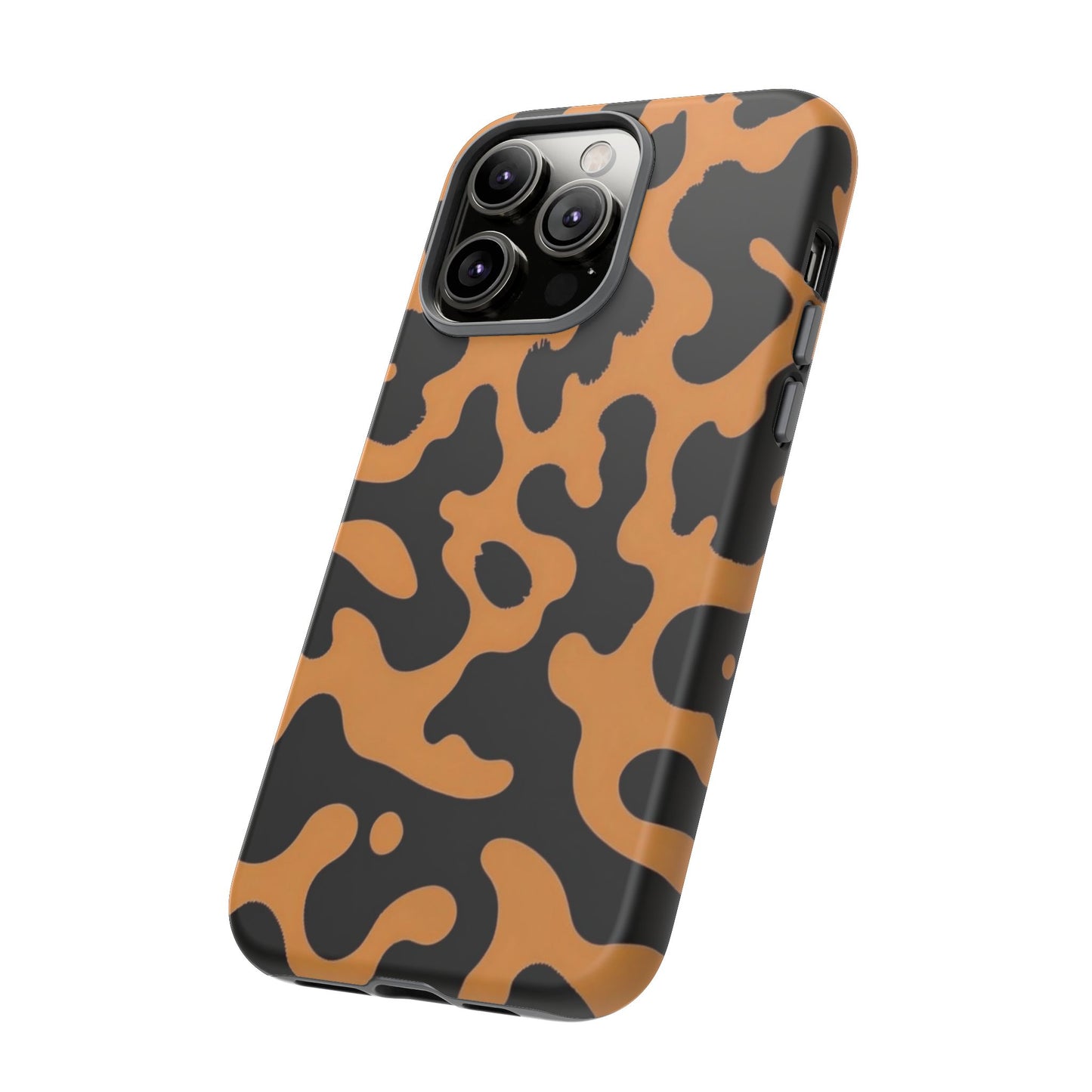 Leopard Print Phone Case — Orange & Black Tough Pattern Protective Cover