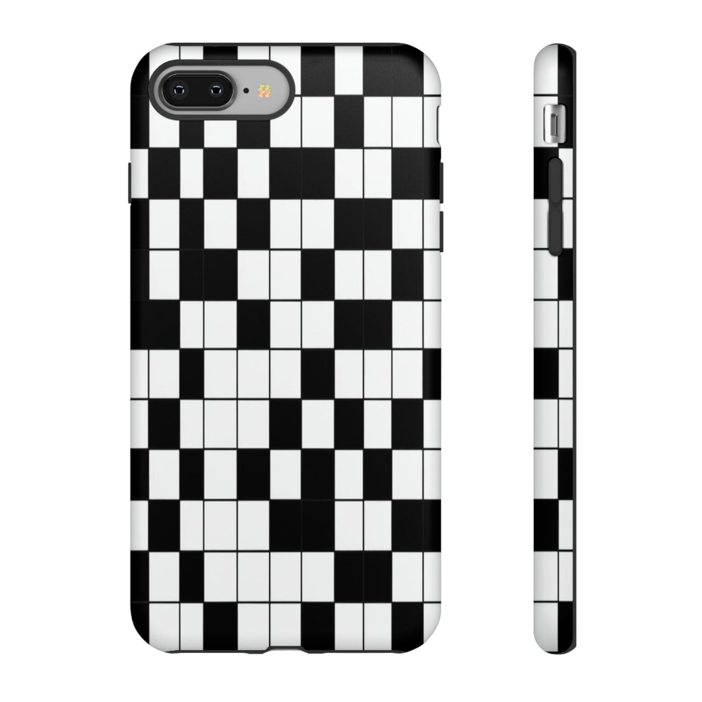 Crossword Grid Phone Case — Black & White Puzzle Pattern Tough Phone Cover