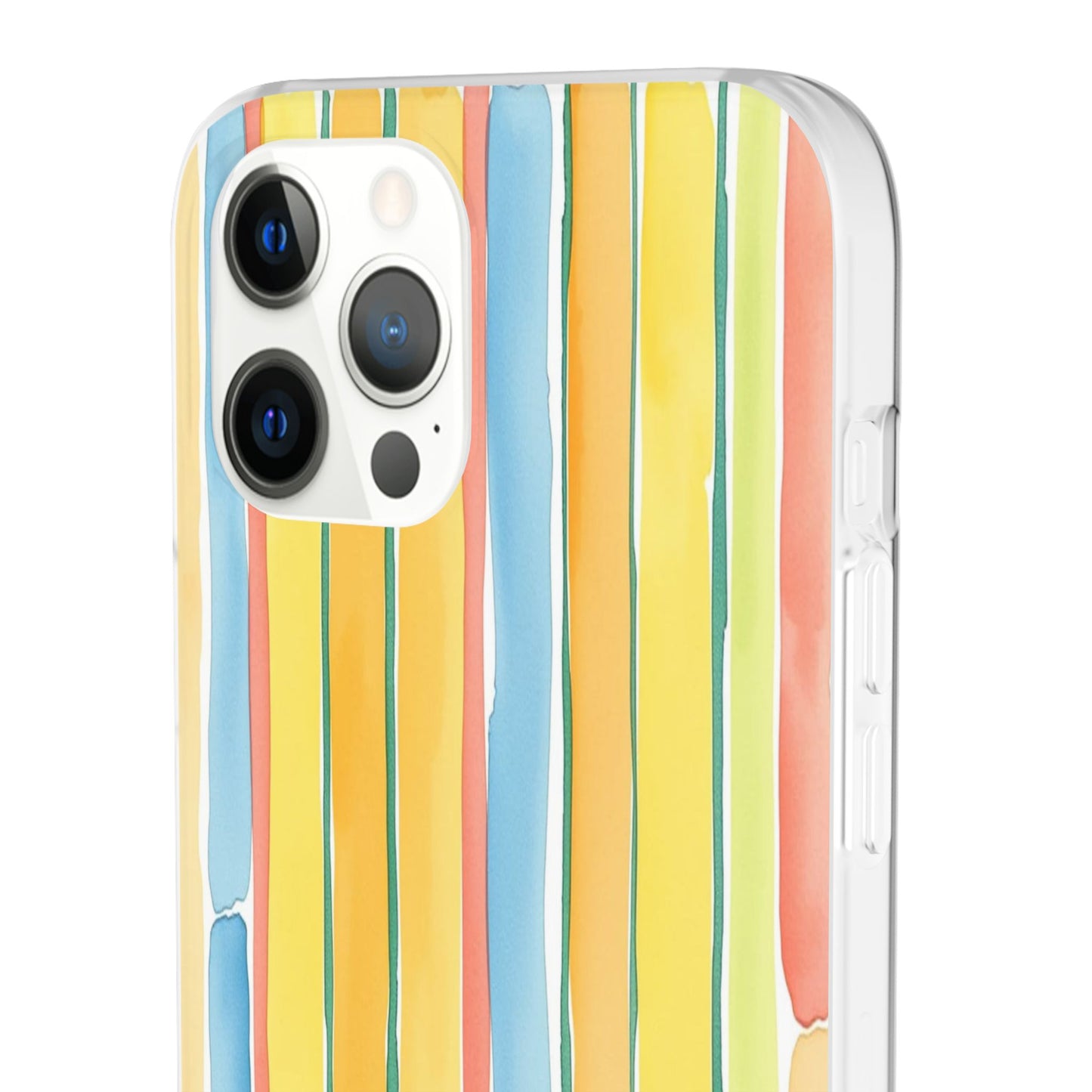 Watercolor Stripe Phone Case — Bright Pastel Vertical Stripes Protective Flexi Case