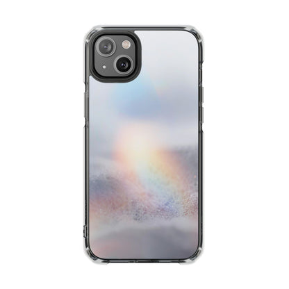 Clear Magnetic Impact Phone Case — Shockproof Transparent Case with Holographic Rainbow Accent
