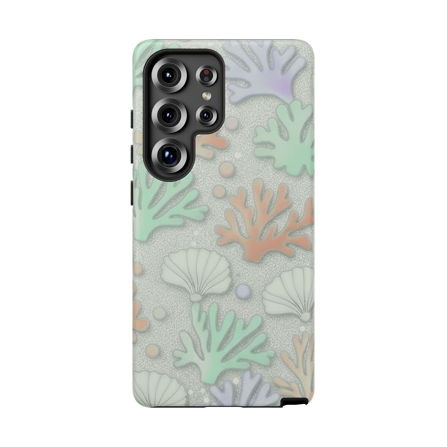 Pastel Coral Reef Tough Phone Case – Sea Shell & Coral Pattern Durable Protector