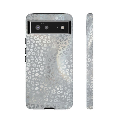 Grey Leopard Print Tough Phone Case — Durable Protective iPhone Cover
