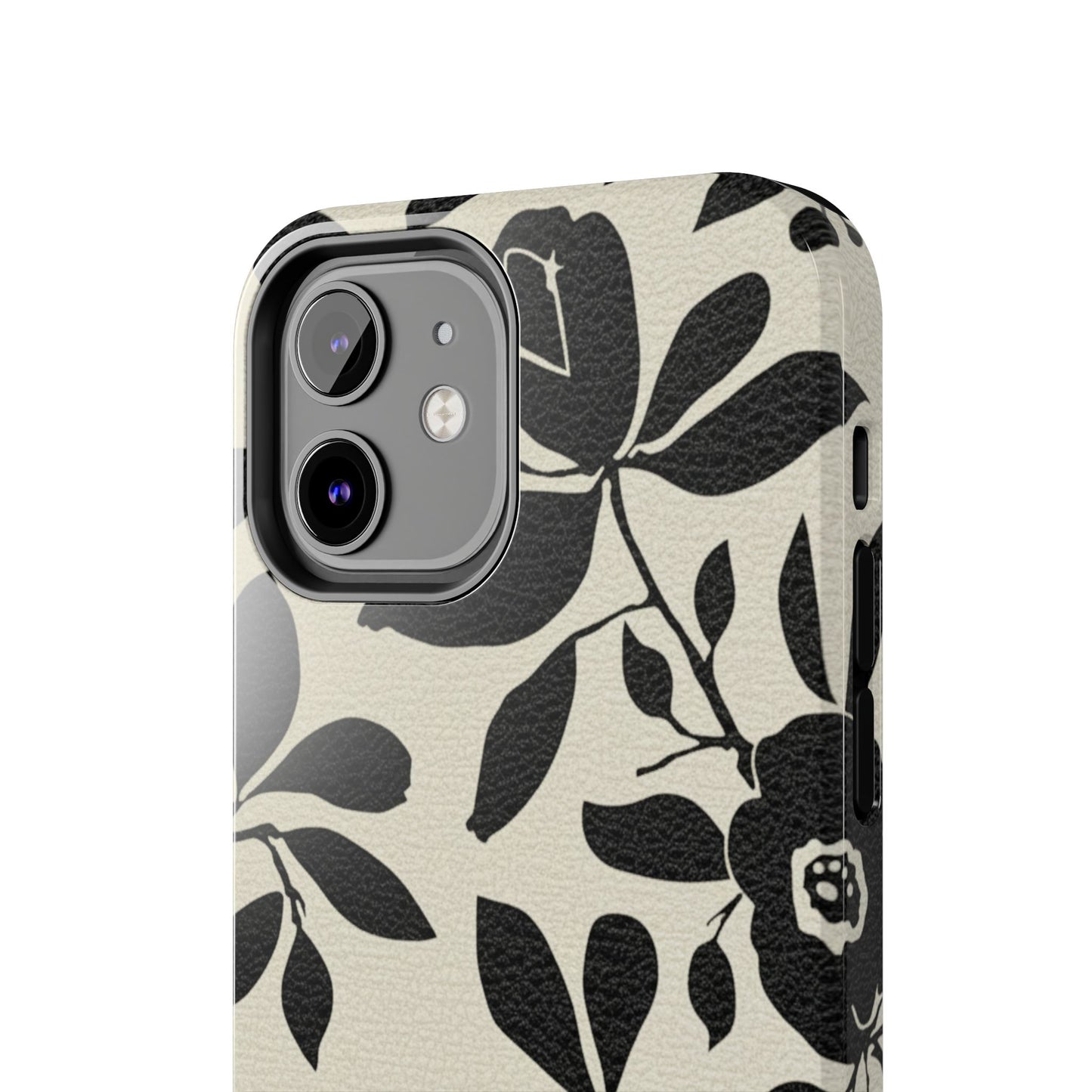 Tough Phone Case — Black Floral Silhouette Protective Cover