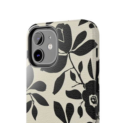 Tough Phone Case — Black Floral Silhouette Protective Cover