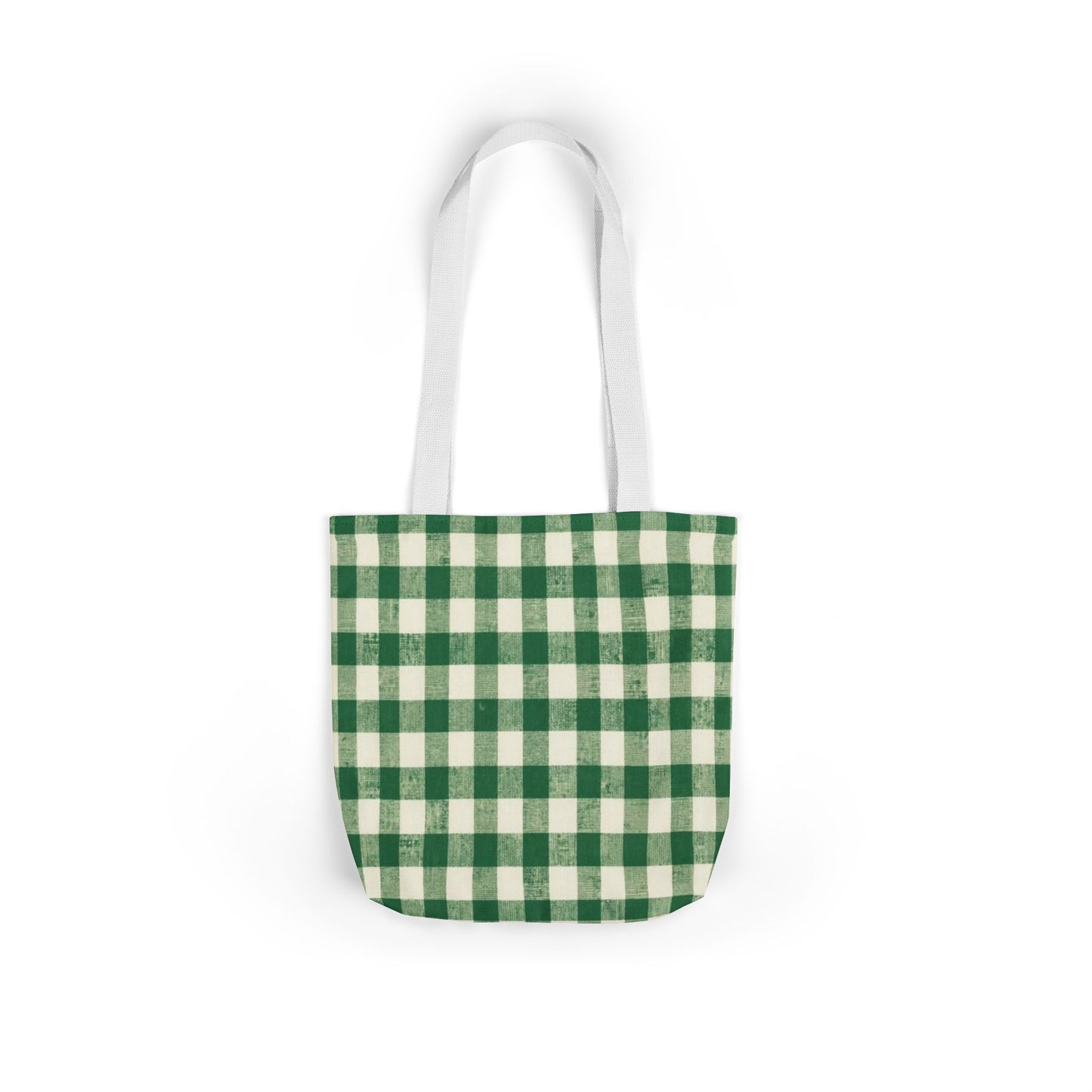 Green Gingham Canvas Tote Bag – Classic Check Market & Grocery Shopper