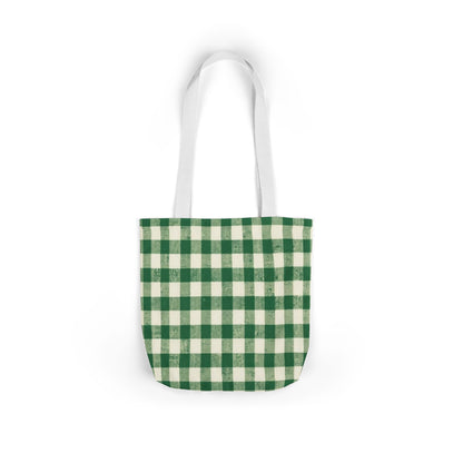 Green Gingham Canvas Tote Bag – Classic Check Market & Grocery Shopper