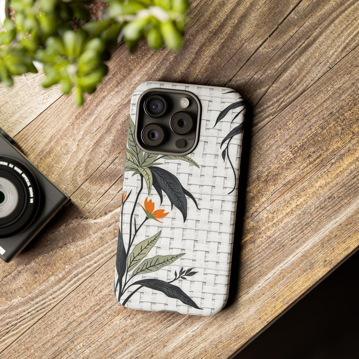Floral Woven Tough Phone Case — Protective Botanical iPhone Cover