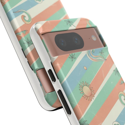 Surf Stripe Tough Phone Case — Retro Beach Waves Pattern
