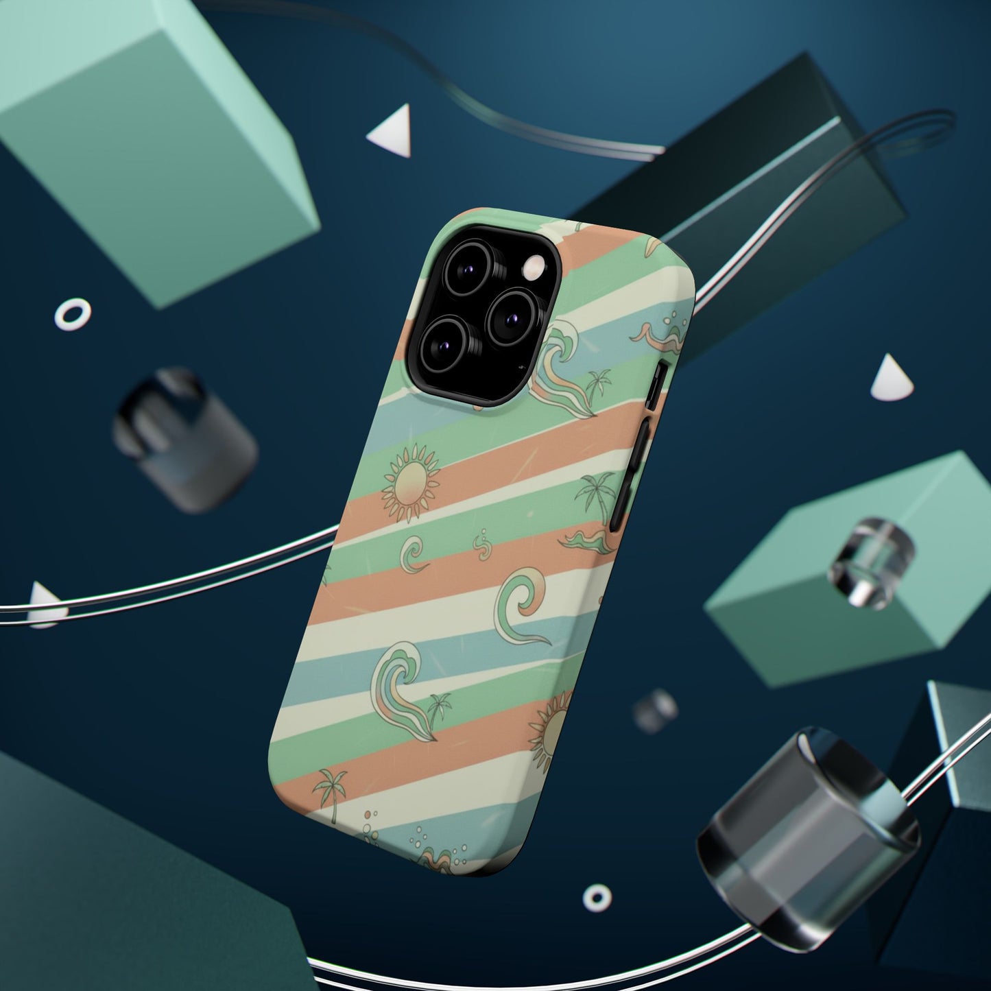 Magnetic Impact-Resistant Phone Case — Retro Surf Stripes