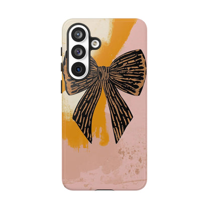 Bow Brushstroke Tough Phone Case — Pink & Mustard