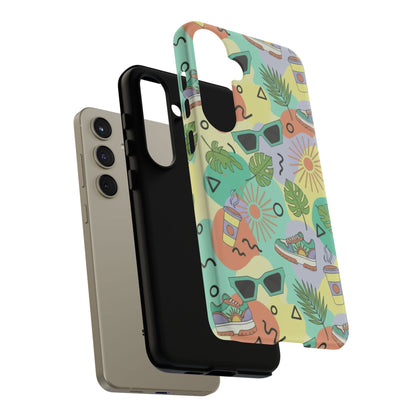 Tropical Summer Phone Case — Retro Sunglasses, Sneakers & Palm Pattern