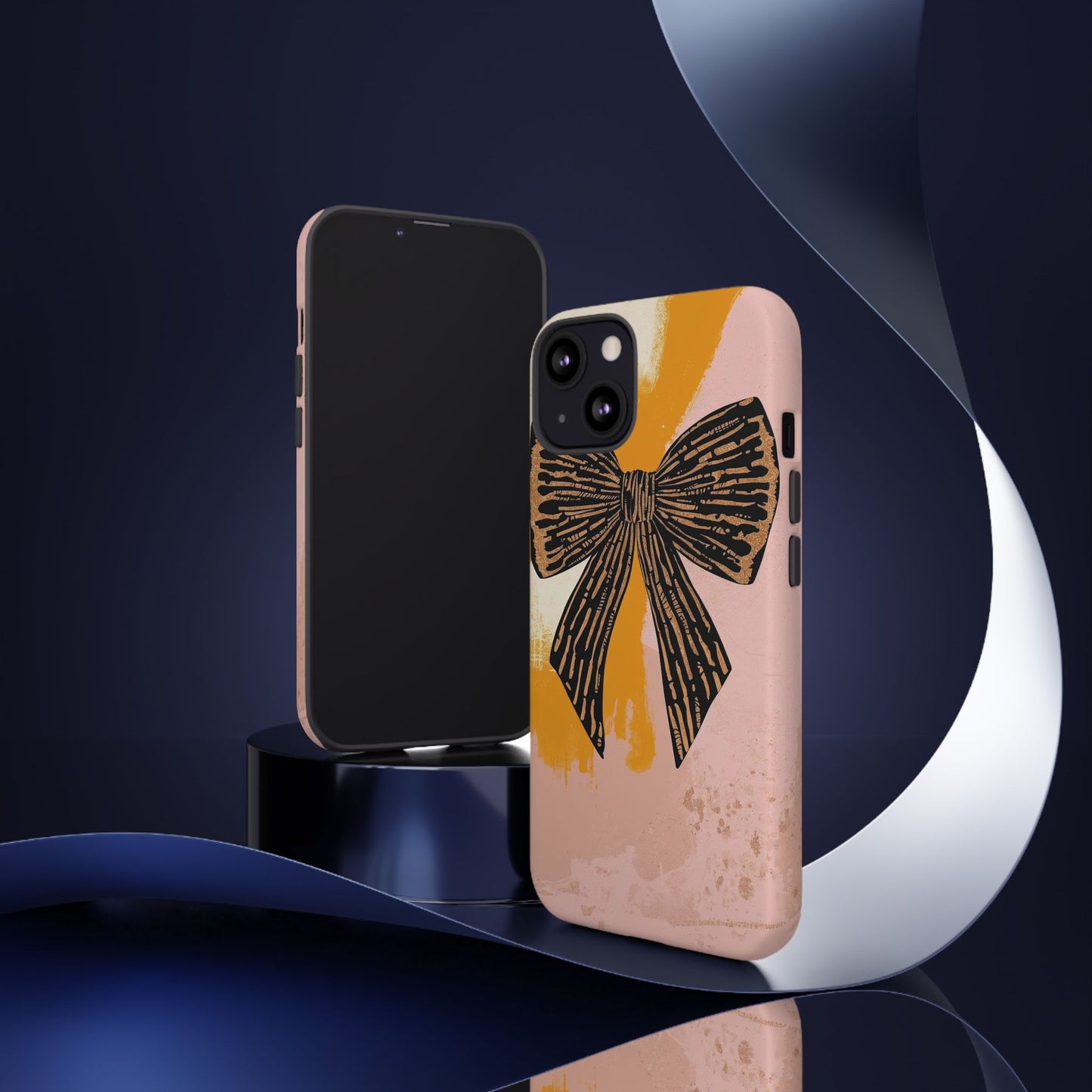Bow Brushstroke Tough Phone Case — Pink & Mustard