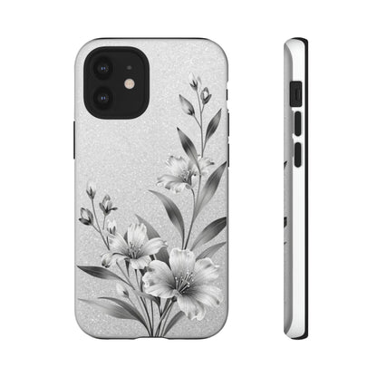 Floral Monochrome Phone Case — Elegant Black & White Lily Design