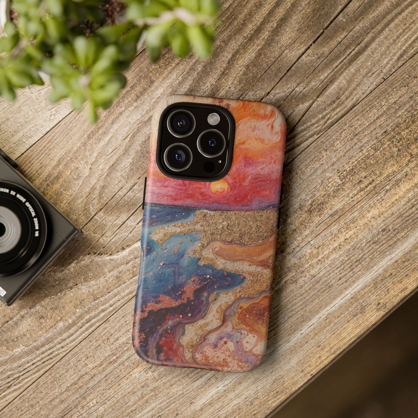 Sunset Coast Phone Case — Colorful Abstract Beach Art Tough Case