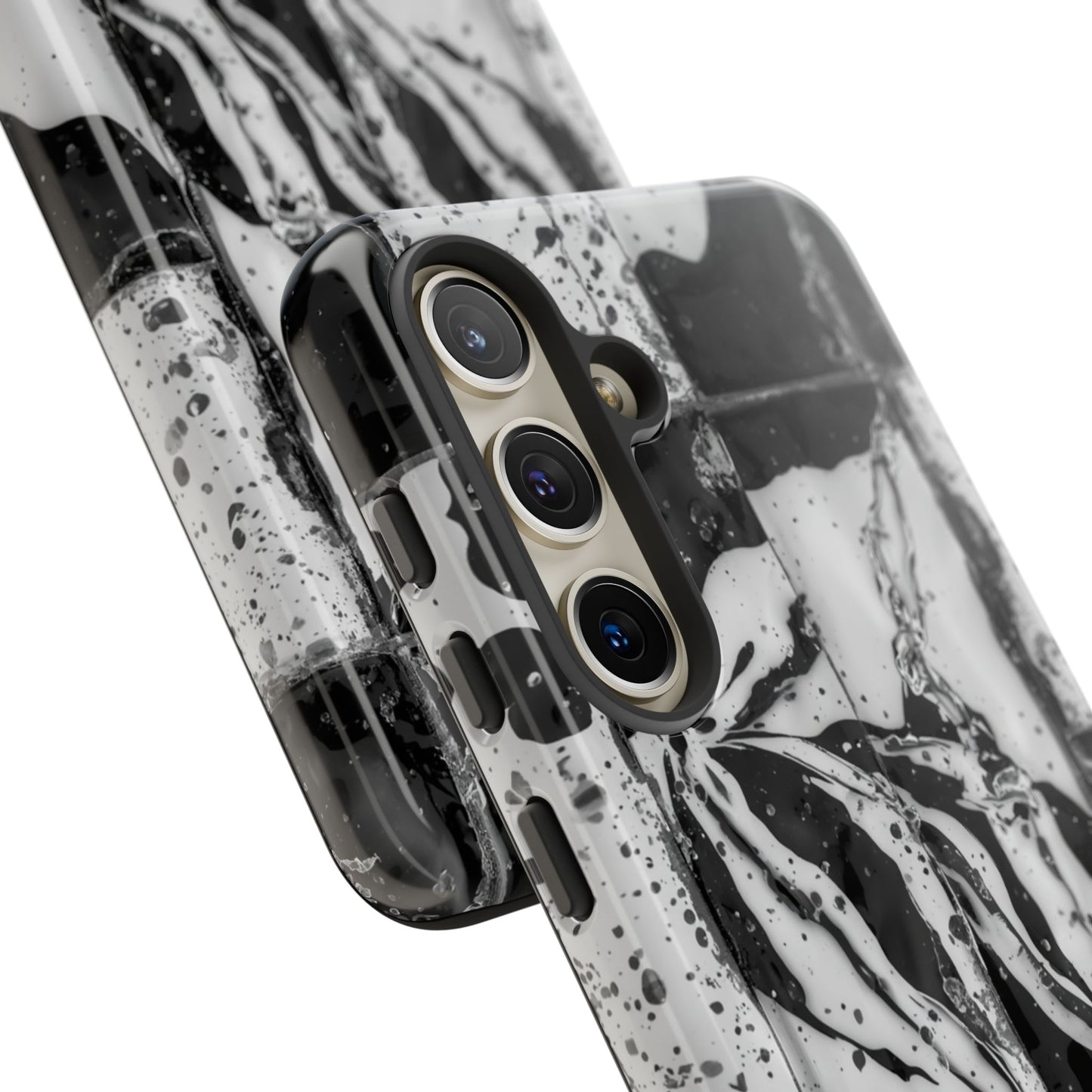 Monochrome Tile Floral Tough Phone Case