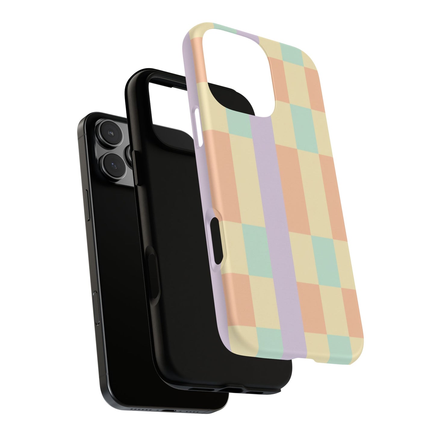Pastel Checkered Phone Case — Retro Stripe Tough Case