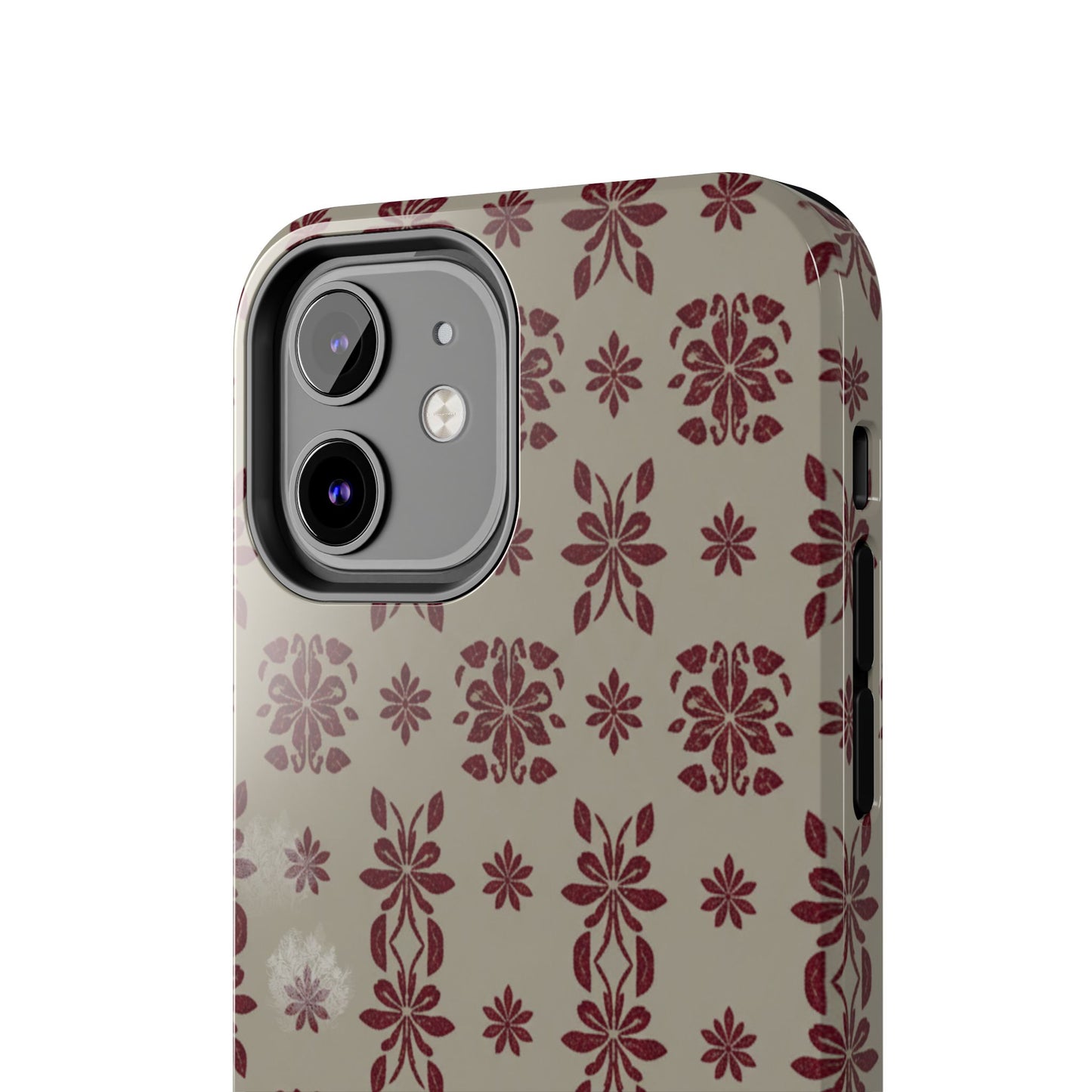 Tough Phone Case — Vintage Red Floral Pattern Protective Cover