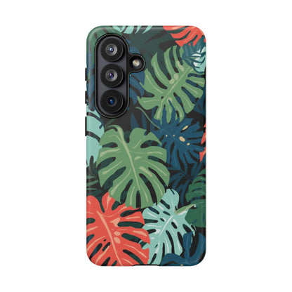 Tropical Monstera Phone Case — Colorful Leaf Protective Tough Case