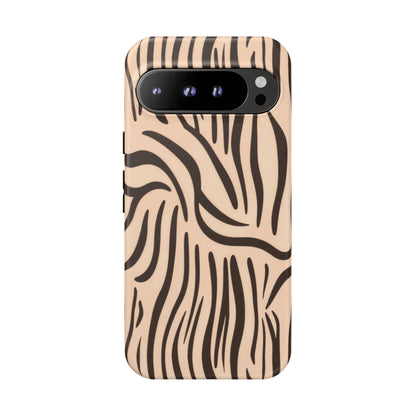Zebra Stripe Tough Phone Case – Neutral Animal Print Protective Cover