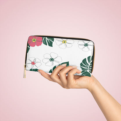 Women's Tropical Wallet - Summer Monstera Zipper Wallet