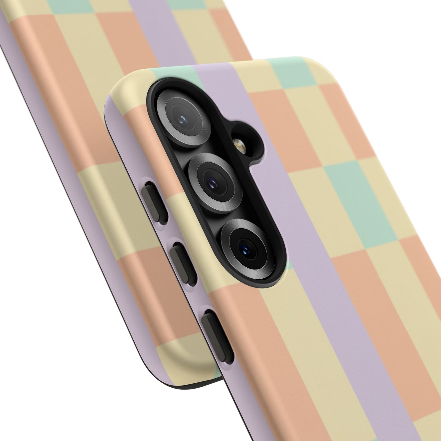 Pastel Checkered Phone Case — Retro Stripe Tough Case