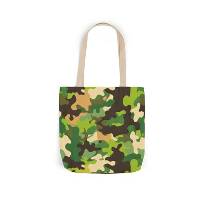 Camo Canvas Tote Bag — Green Military Print Reusable Market Bag