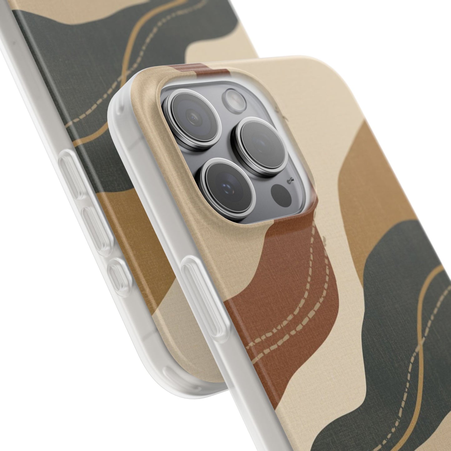Abstract Earth Tone Phone Case — Boho Wavy Flexi Case