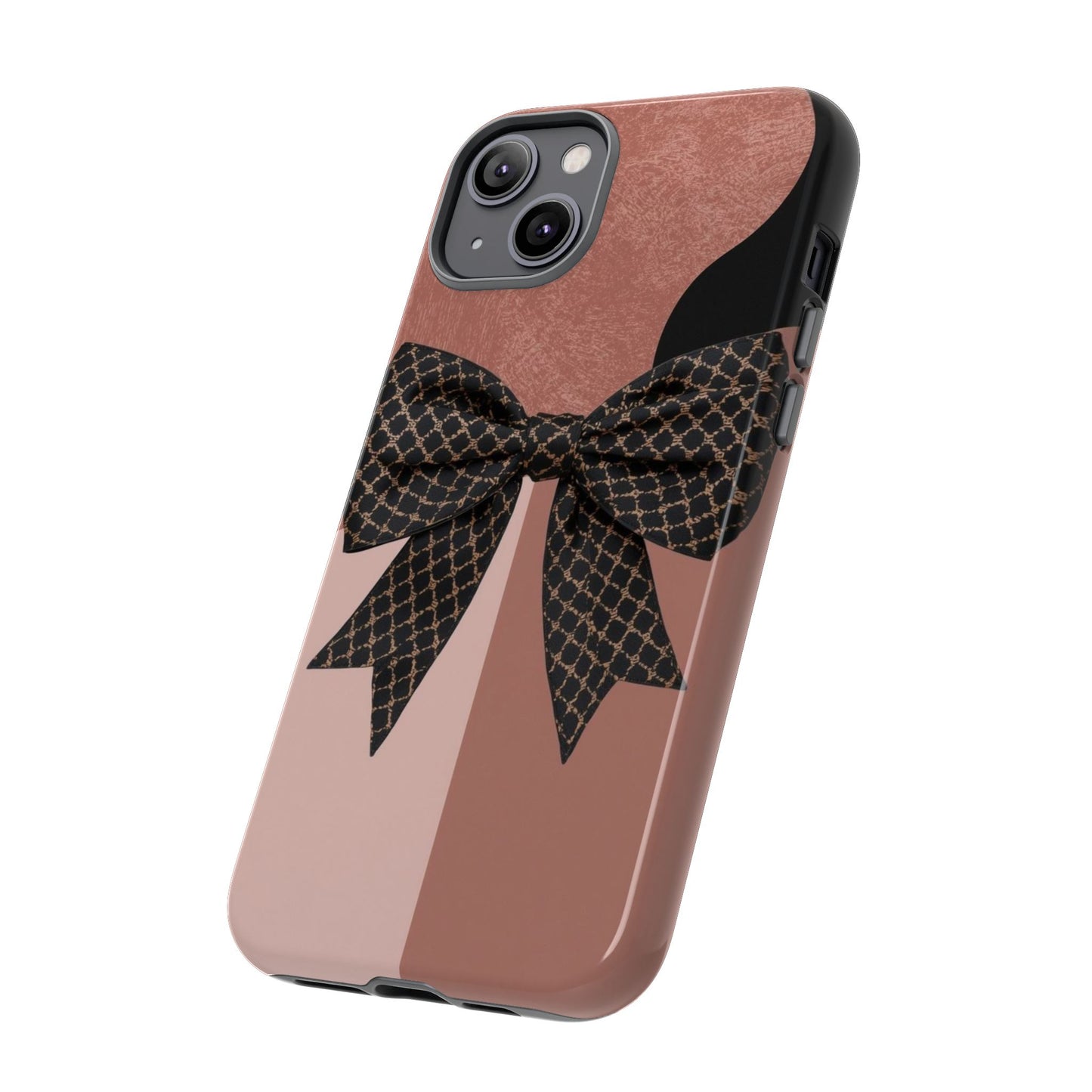 Bow Stripe Tough Phone Case – Pink Mauve Protective Cover