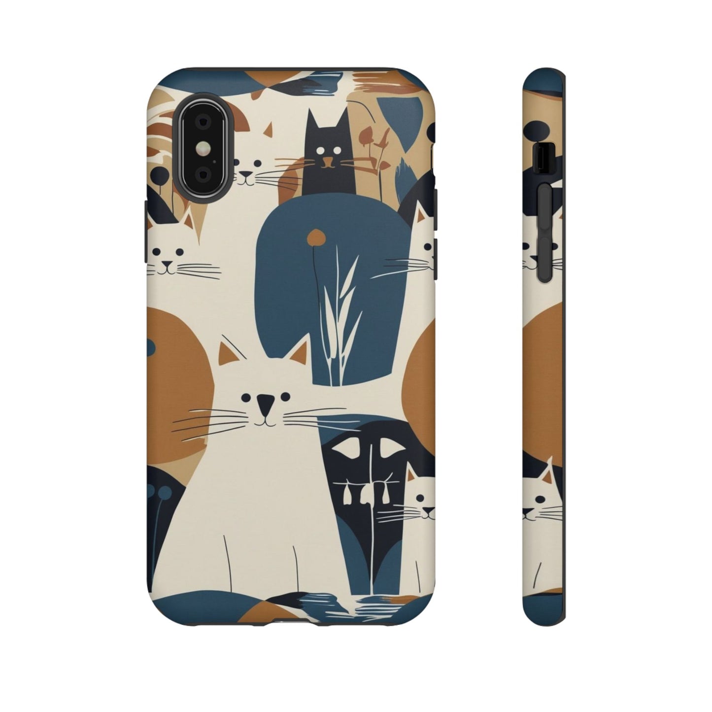 Cat Pattern Phone Case – Retro Abstract Cats Protective iPhone Cover