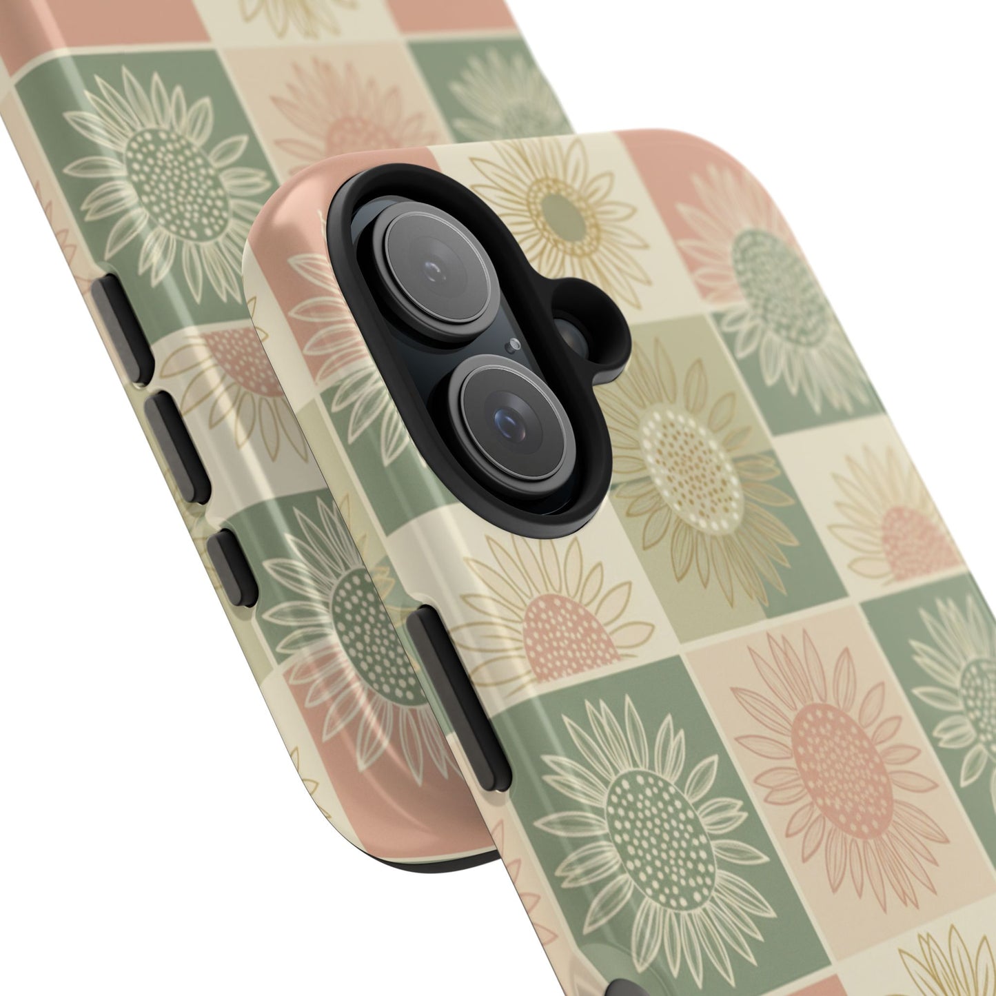 Copy of Sunflower Check iPhone Tough Phone Case — Retro Pastel Floral Protective Cover