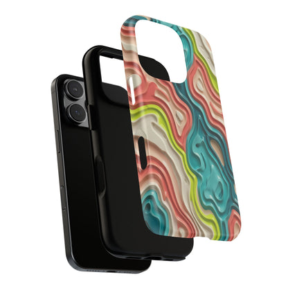 Abstract Contour Phone Case — Colorful Topographic Pattern Tough Case